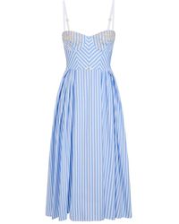 Elisabetta Franchi - Striped Bustier Midi Dress - Lyst