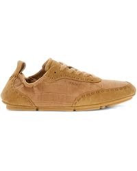 Fendi - Fit Crocodile-Effect Lace-Up Sneakers - Lyst