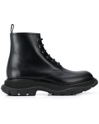 Alexander McQueen Bottes de combat à semelle épaisse - Noir