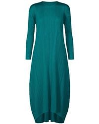 Pleats Please Issey Miyake - Long-Sleeved Pleated Midi Dress - Lyst