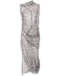 Acne Studios - Checked Silk Maxi Dress - Lyst