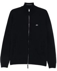 GANT - Zip-Up Lambswool Cardigan - Lyst