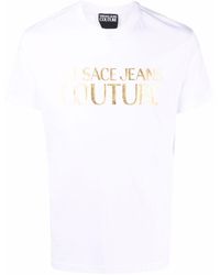 Versace - ホワイト&ゴールド プリントtシャツ - Lyst