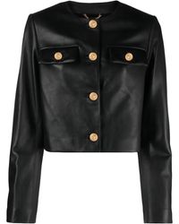 Versace - パデッドショルダー レザージャケット - Lyst