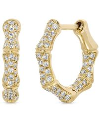 Anita Ko - 18kt Yellow Gold Bamboo Diamond Hoop Earrings - Lyst