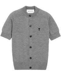 Ami Paris - Ami De Coeur Logo-Detail Short-Sleeves Cardigan - Lyst