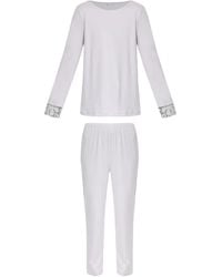 Hanro - Pijama con ribete de encaje - Lyst