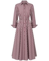 Toccin - Anika Striped Drawstring Shirt Midi Dress - Lyst