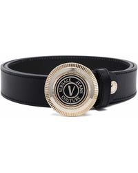 Versace ヴェルサーチェ・ジーンズ・クチュール ロゴバックル ベルト - ブラック