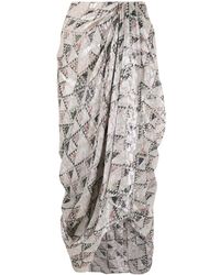 Isabel Marant Falda drapeada con estampado de camelia - Multicolor