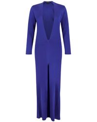 Tom Ford - Plunging-Neckline Front-Slit Maxi Dress - Lyst