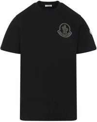 Moncler - T-Shirt En Coton À Patch Logo - Lyst