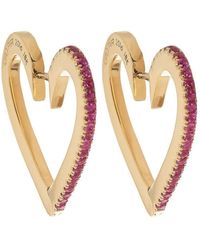 CADAR - 18kt Yellow Gold Heart Ruby Earrings - Lyst