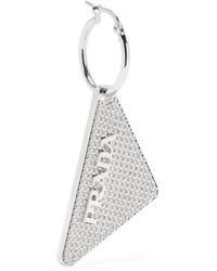 Prada - Orecchino Con Logo Di Cristalli - Lyst