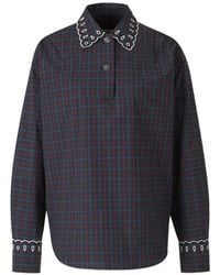 Marni - Check-Pattern Scallop-Trim Polo Shirt - Lyst