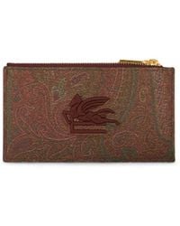 Etro - Logo-Embroidered Jacquard Leather Wallet - Lyst