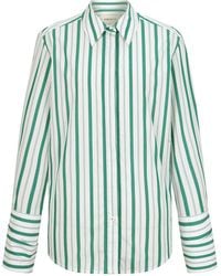 PORTSPURE Vertical Stripe-print Cotton Shirt - White