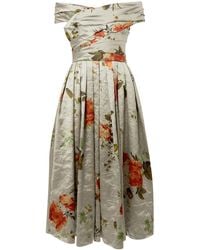 Erdem - Off-shoulder Floral-print Satin Dress - Lyst