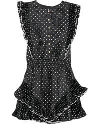Self-Portrait - Polka Dot Frill Mini Dress - Lyst