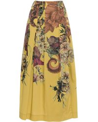 Alberta Ferretti - Pleated Floral-print Midi Skirt - Lyst