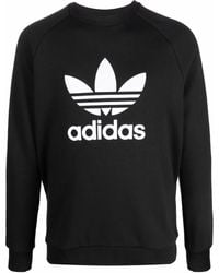 adidas - Trefoil-Print Crew Neck Sweatshirt - Lyst