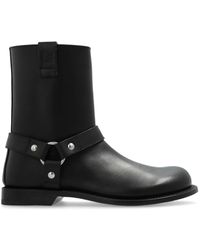 Loewe - Campo Biker Leather Boots - Lyst