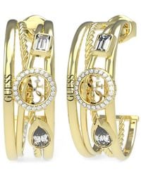Guess - 4G Multi-Stone Hoop Earrings - Lyst