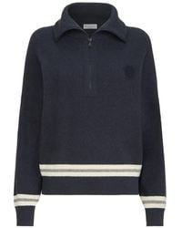 Brunello Cucinelli - Cashmere English-Rib Turtleneck Sweater With Half-Zip And Logo - Lyst