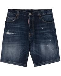 DSquared² - Paint-Splatter Distressed Shorts - Lyst
