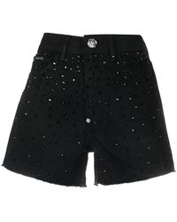 Philipp Plein - Crystal-Embellished Denim Shorts - Lyst