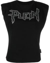 Philipp Plein - Débardeur En Coton À Logo Strassé - Lyst