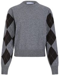 Douuod - Argyle-Pattern Long-Sleeve Sweater - Lyst