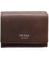 Prada - Small Antiqued Leather Wallet - Lyst