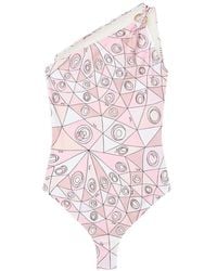 PUCCI - Occhi-Print Asymmetrical One-Piece Swimsuit - Lyst