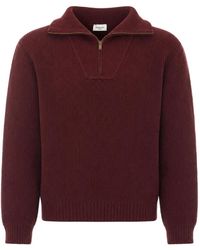 Saint Laurent - Jersey De Lana De Punto Canalé Con Media Cremallera - Lyst