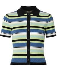 Toccin - Shae Striped Ribbed-Knit Polo Shirt - Lyst