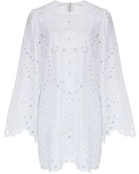 Dolce & Gabbana - Broderie-Anglaise Bell-Sleeve Mini Dress - Lyst