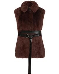 Brunello Cucinelli - Lux Shearling Vest With Nappa Leather Belt And Monili - Lyst