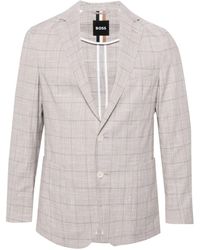 BOSS - Checked Single-breasted Blazer - Lyst