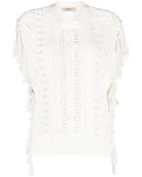 Twinset - Fringed Open-Knit Top - Lyst
