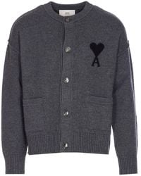 Ami Paris - Ami De Coeur Button-Up Cardigan - Lyst