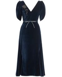 Erdem - Embellished Velvet Midi Dress - Lyst