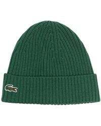 Lacoste - Logo-Patch Wool Beanie - Lyst