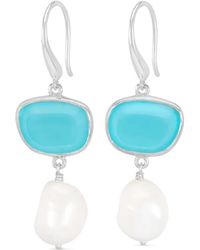 Dower & Hall - Pebble Oorringen Met Parels - Lyst