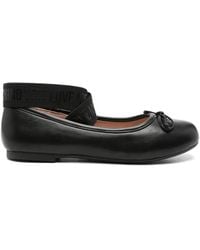 Love Moschino - Logo-Strap Bow-Detail Ballet Flats - Lyst