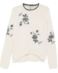 Semicouture - Pull À Col Rond Et Fleurs En Jacquard - Lyst