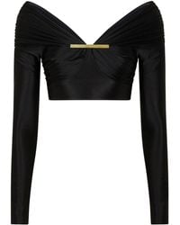 Rabanne - Glossy-finish Long-sleeved Cropped Top - Lyst