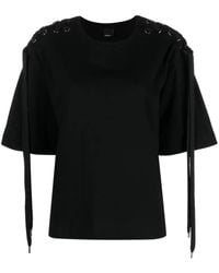 Pinko - Lace-Up Cotton T-Shirt - Lyst