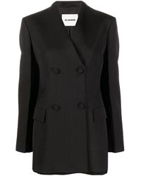 Jil Sander Double-breasted Short Coat - Black