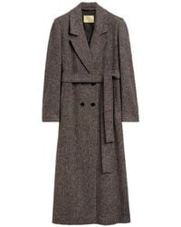 Momoní - Elin Double-Breasted Herringbone Long Coat - Lyst